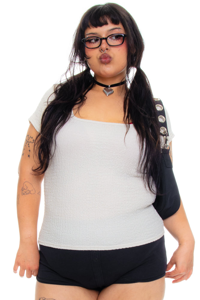 【babylclub】Glam t Vintage Y2K Ruched Beige Baby Tee - XL/2X/3X – SHOP TUNNEL