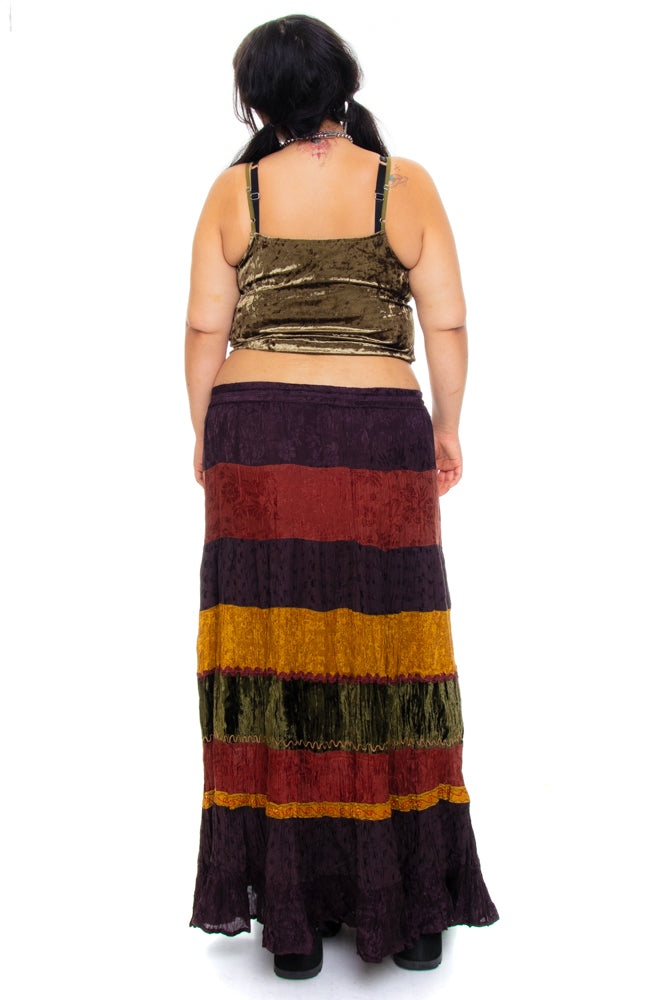 Vintage 90's Patchwork Velvet Hippie Skirt - One Size Fits