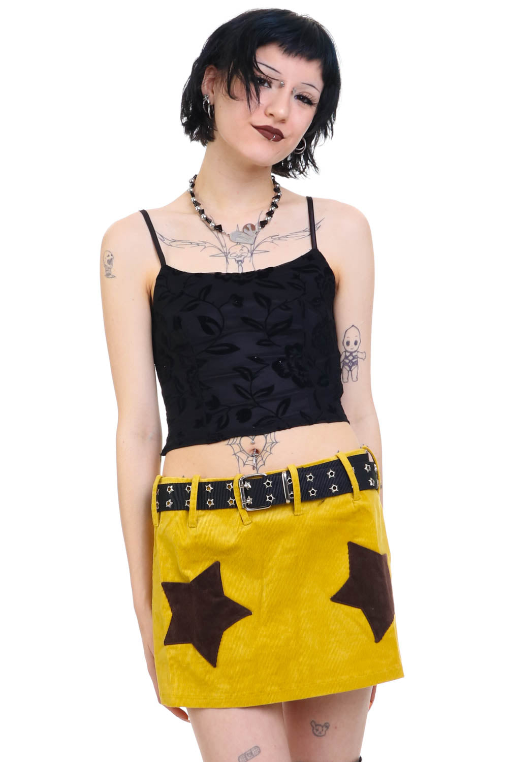 Mustard corduroy mini outlet skirt