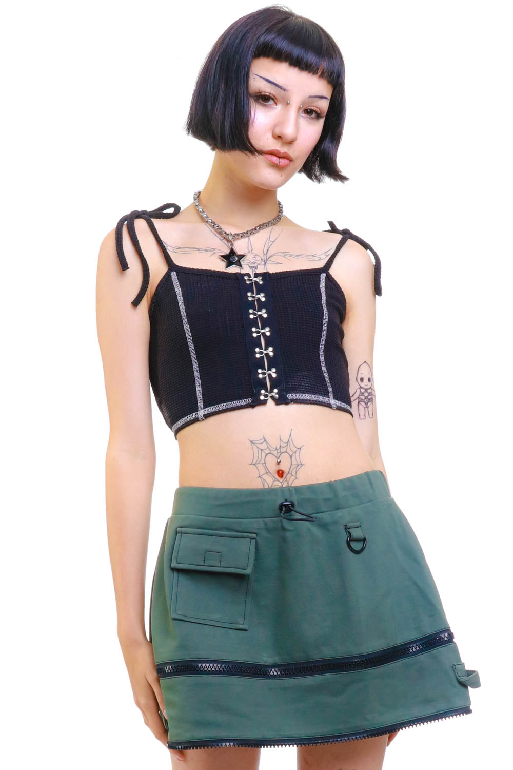 【COLOR iN ID】Flap cargo skirt INSPIRE CHIC Women's Cargo Skirt Zip Midi Length with