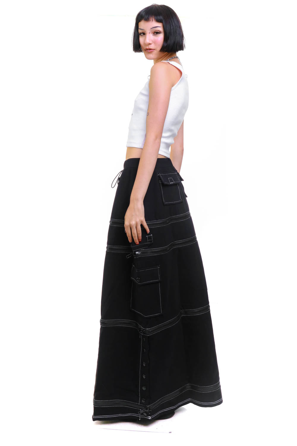 スカート [UpcycleLino]   jumper skirt    black UpcycleLino] jumper skirt black