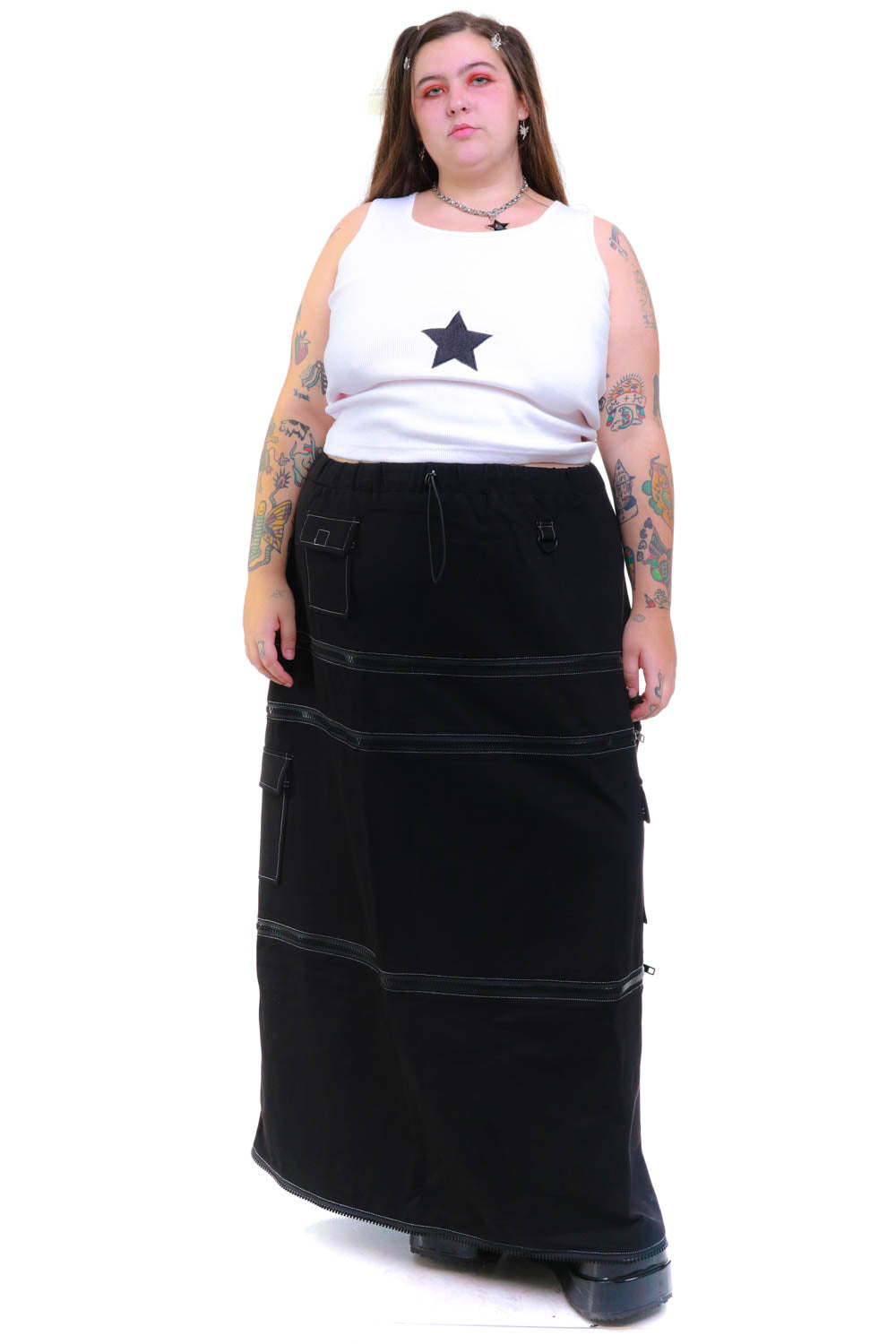 〚Rosen Kreuz〛 LONGBELTFLARECARGOPANTS ROSEN-X Tarvos Technical Cargo Pants | Black - Schoeller