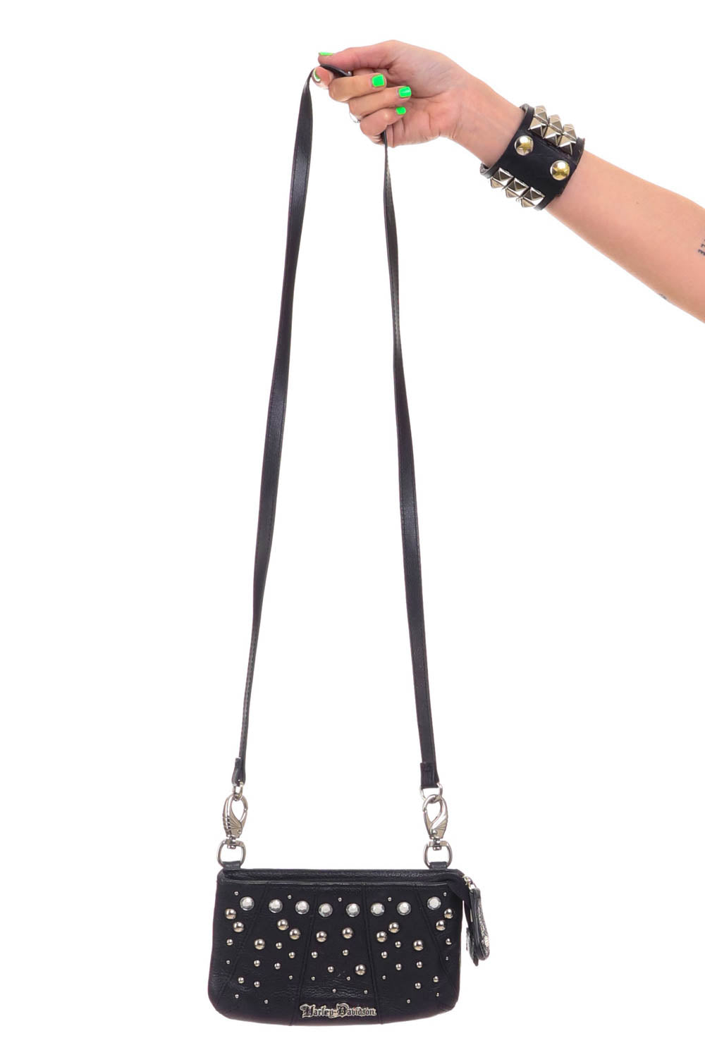 Y2K Black Leather Studded Bag