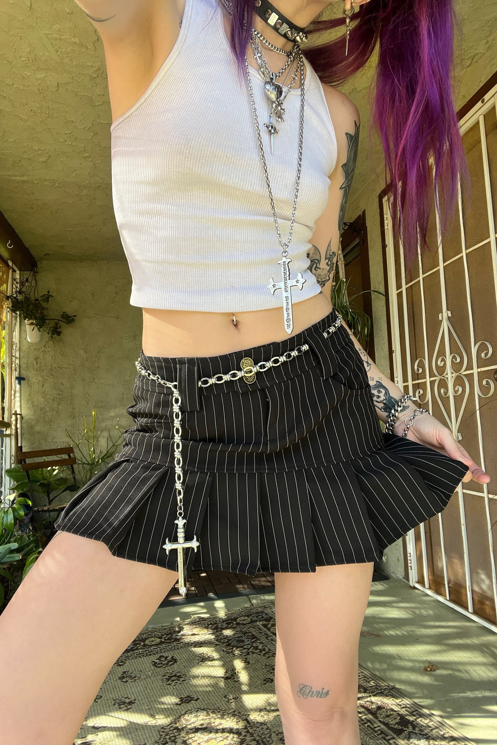 Drew Pinstripe Pleated Mini Skirt – TUNNEL VISION