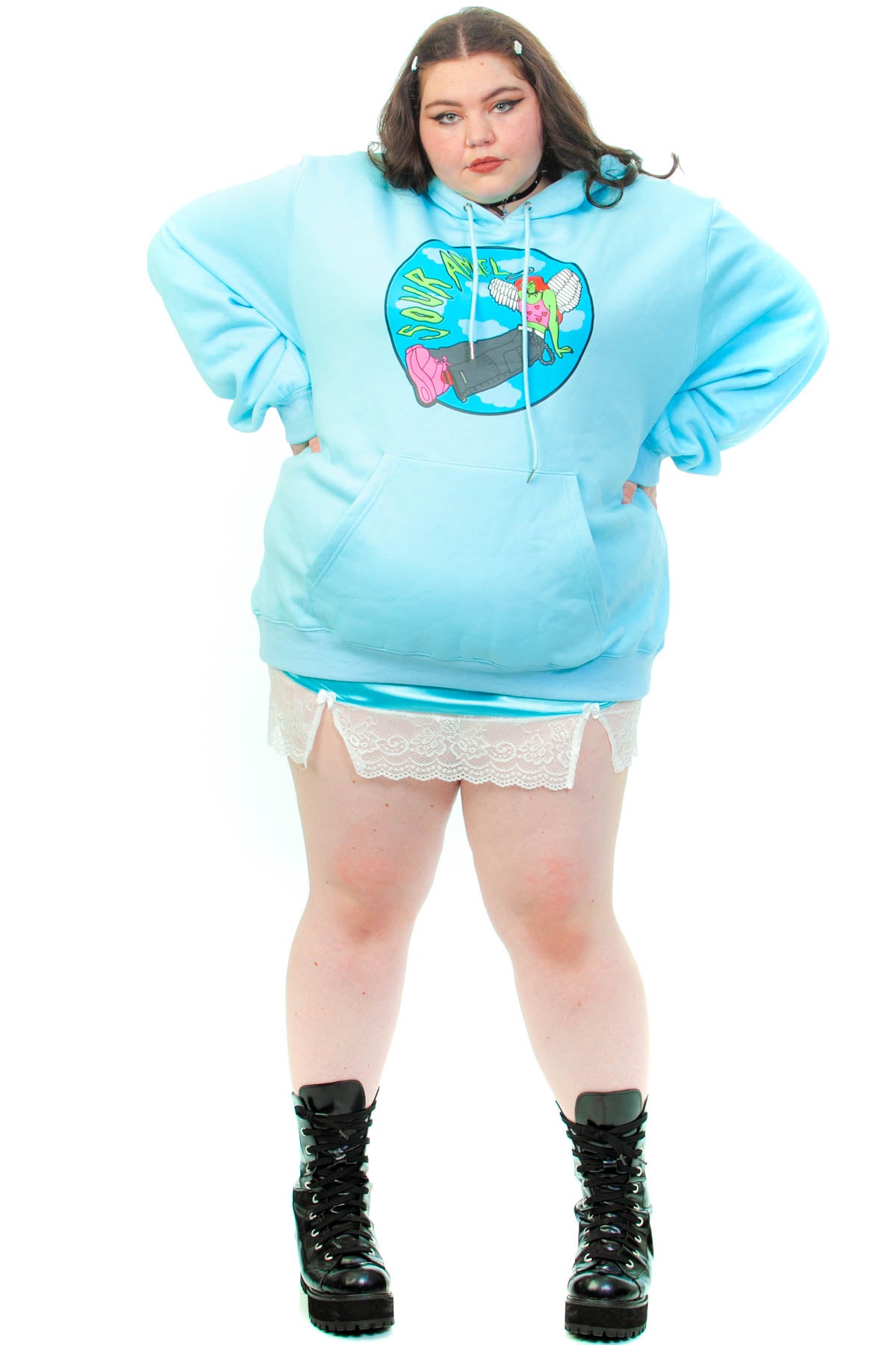 Sour Angel Baby Blue Oversized Hoodie – Tunnel Vision
