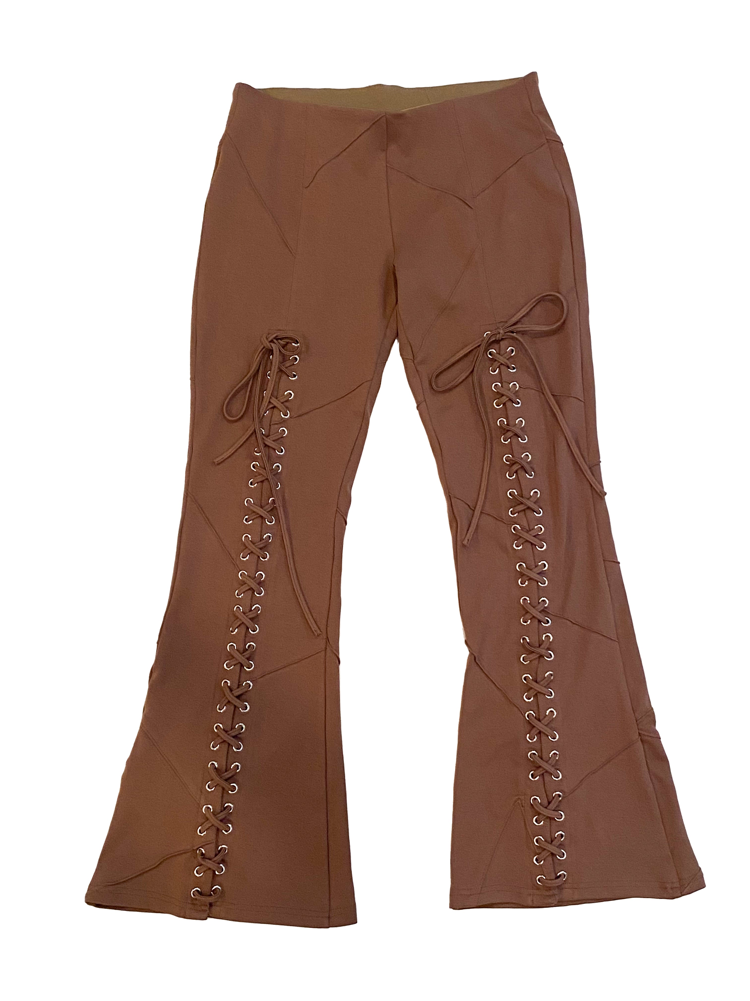 Zooey Lace-Up Brown Skirt Flares