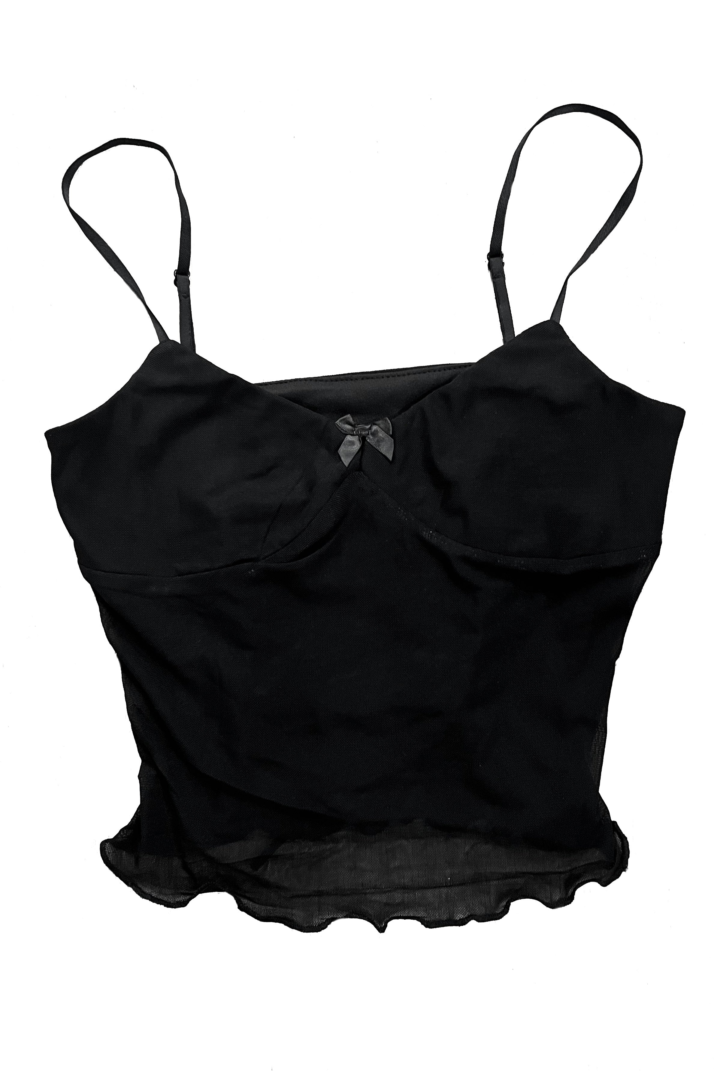 Pour Moi 001387 Lace Hem Vest Top In Black