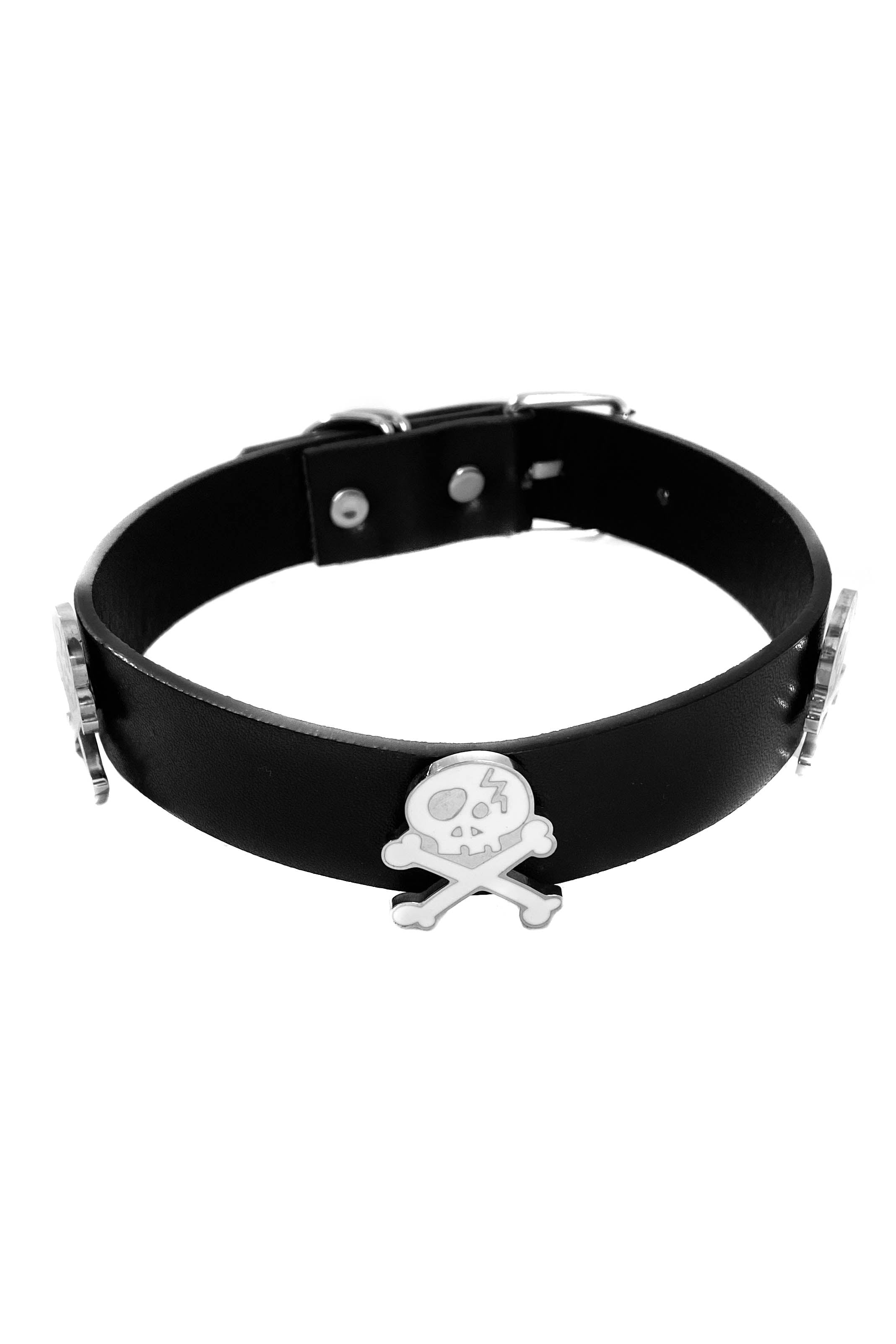 Mega Vegan Leather Skelly Stud Choker