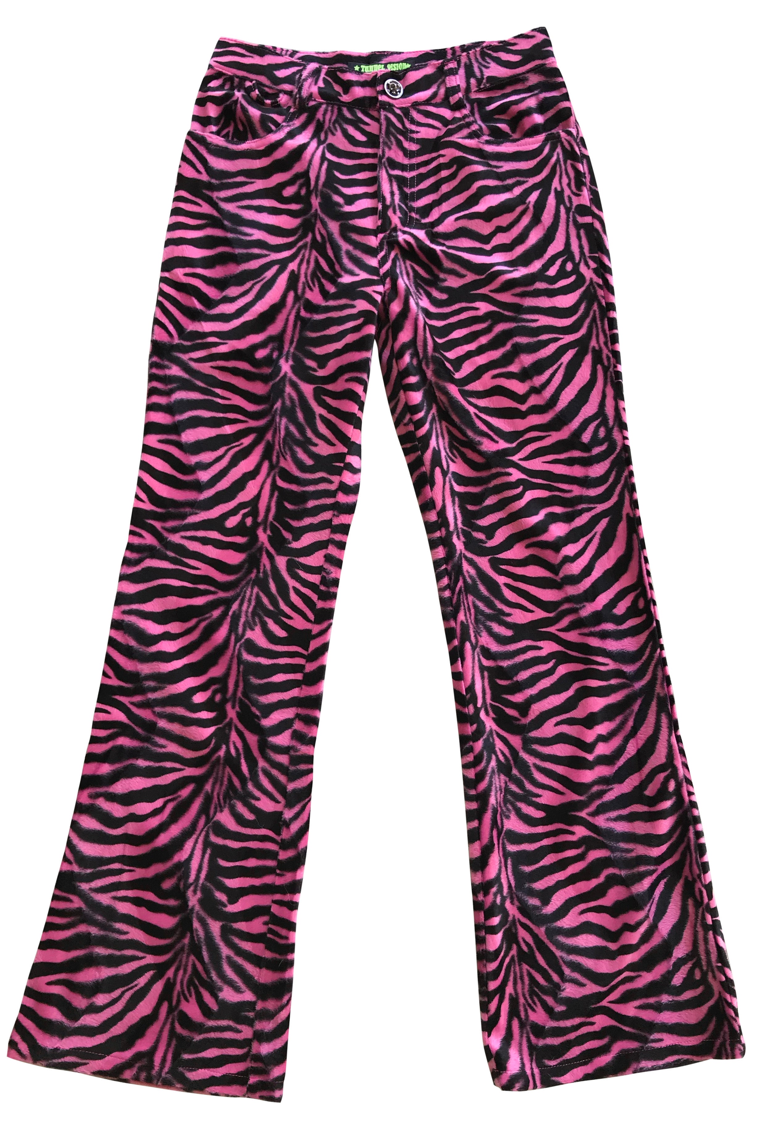 Neon Pink Zebra Velvet Leggings - Women's