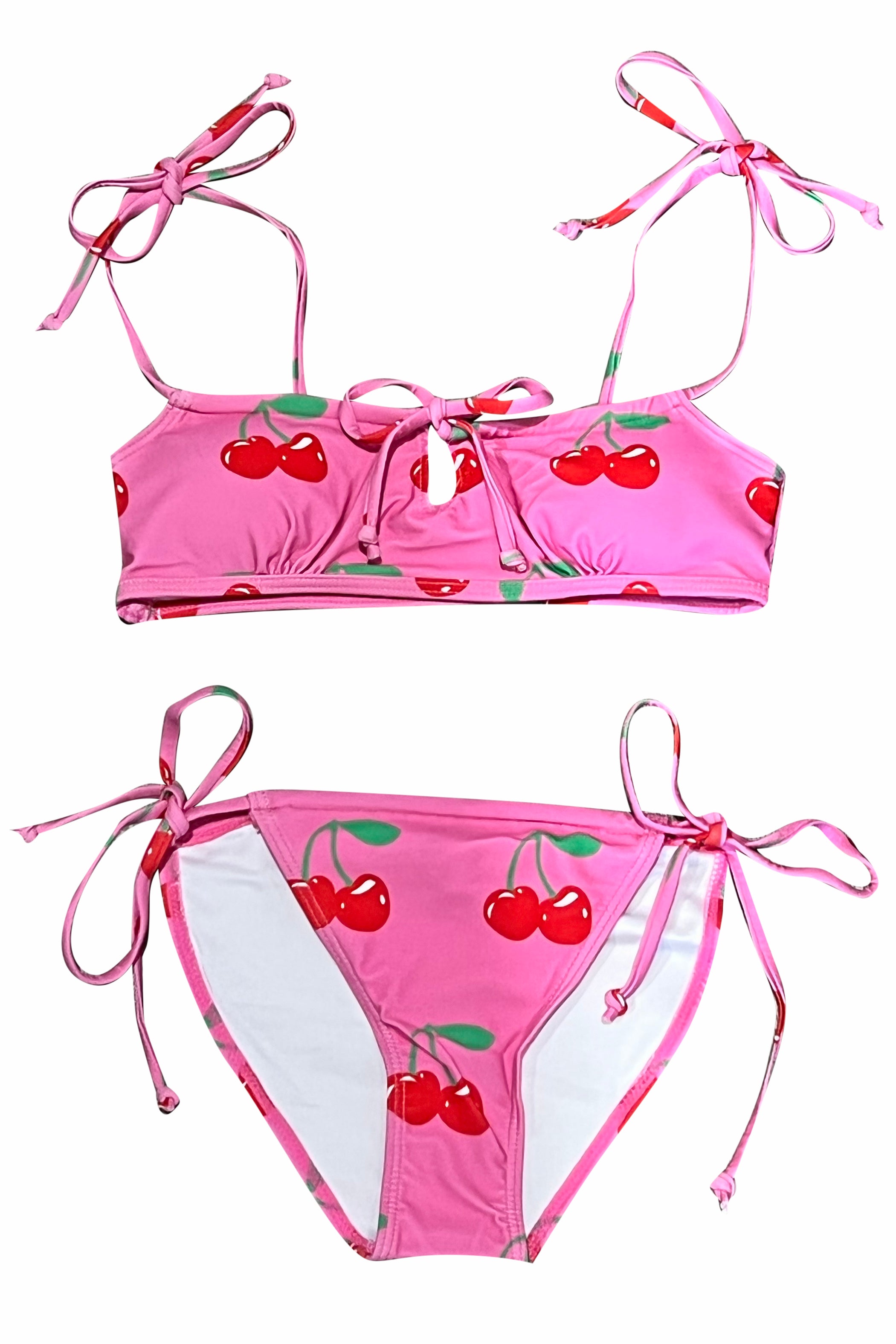 Embroidered String Bikini Orchid & Cherry
